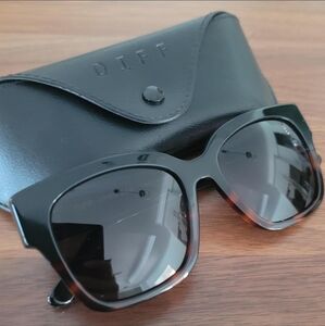DIFF Black and Tortoise Sunglasses